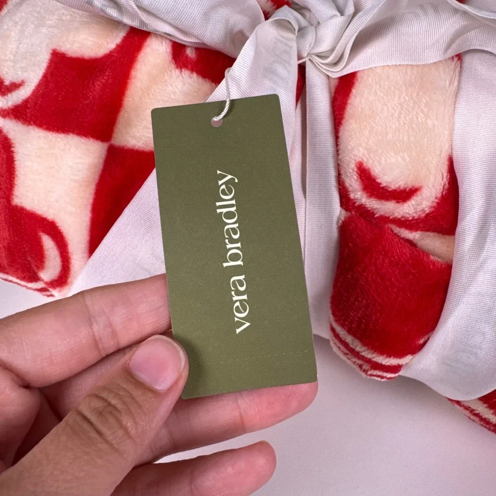 Vera Bradley Plush Throw Blanket Red Heart Pattern Soft‎ Cozy 972
